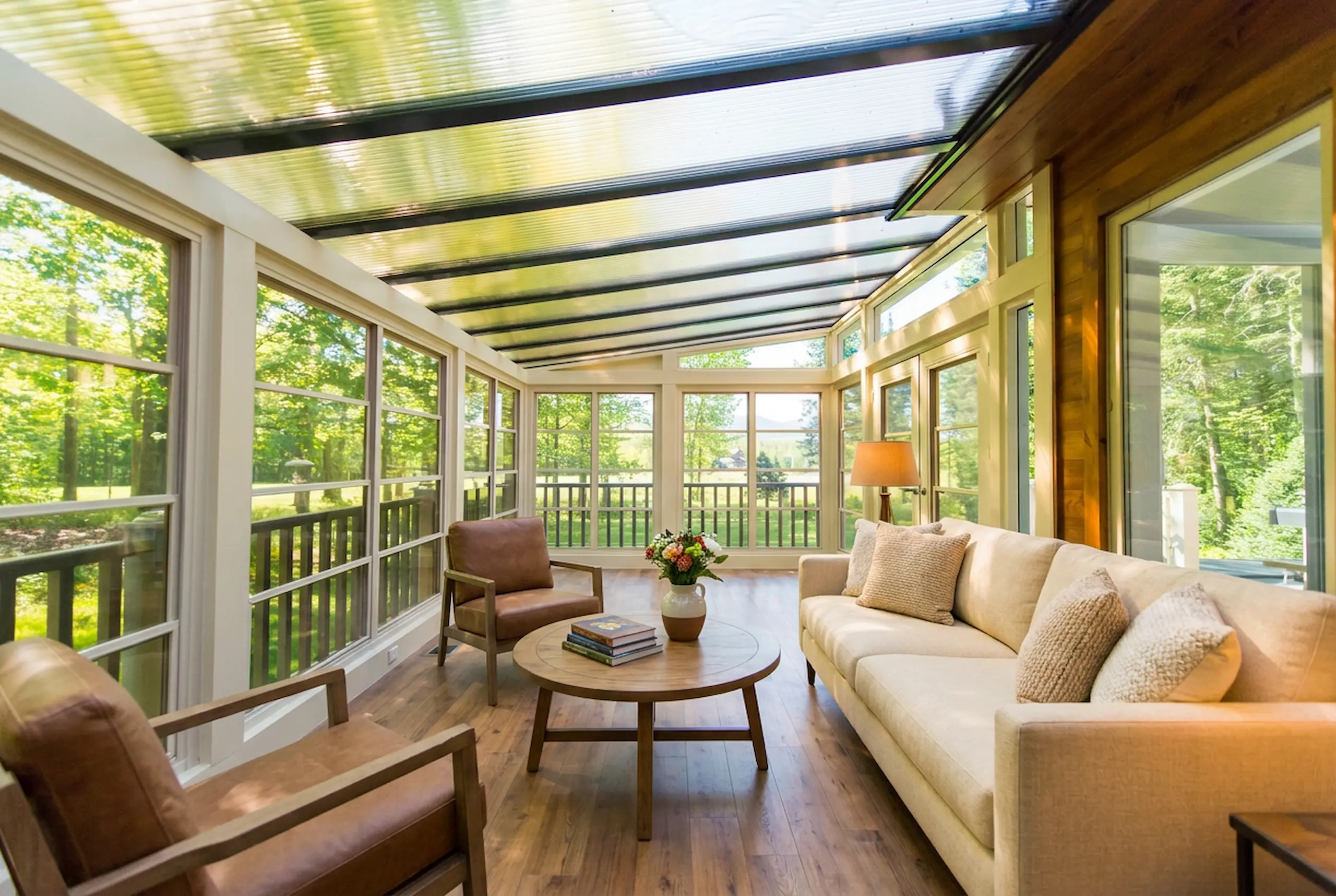 3-season vinyl sunroom providing shade and comfort during an Atlanta summer.